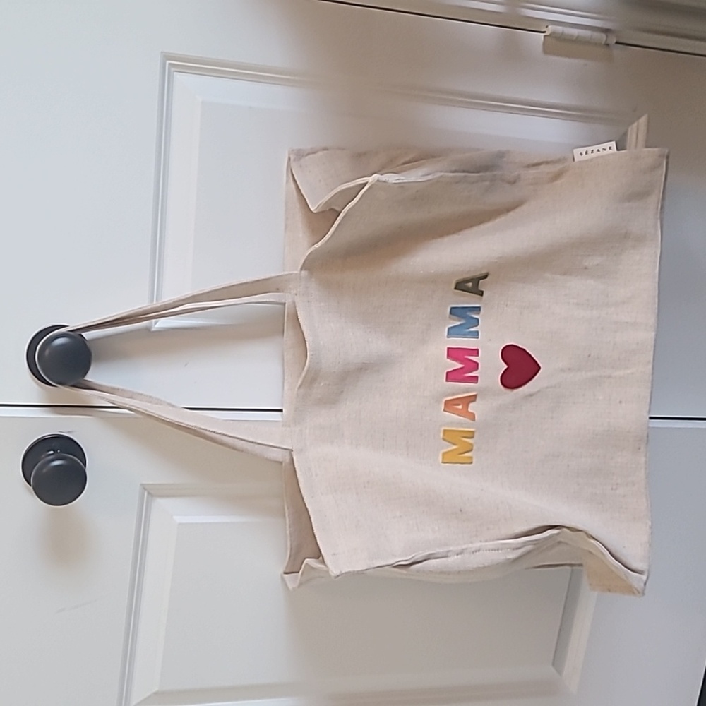 Nwot! Sezane Maxi tote bag embroided mama - Picture 7 of 11